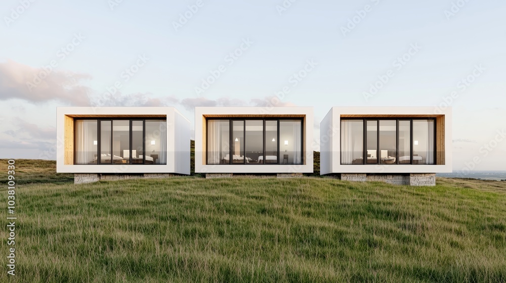 Modern Eco-Friendly Smart Home Design with Green Lawn Modern Eco-Friendly Smart Home Design with Green Lawn