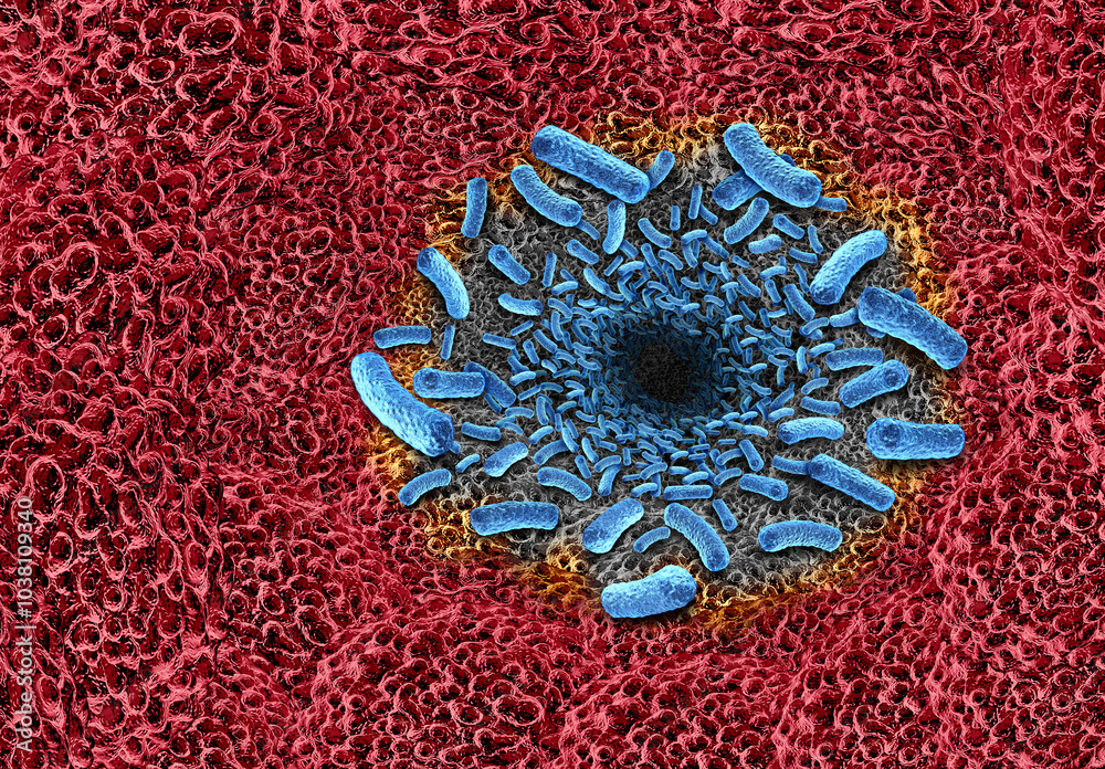 Φωτογραφία Flesh Eating disease and life threatening Bacteria as flesh-eating bactrial infection outbreak of a rare Necrotizing Fasciitis infecting the skin and flesh as a deadly illness