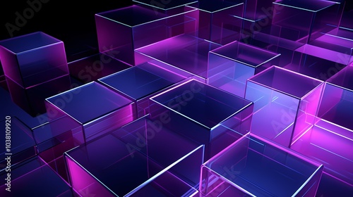 A futuristic landscape of glowing neon cubes creating a mesmerizing geometric pattern.