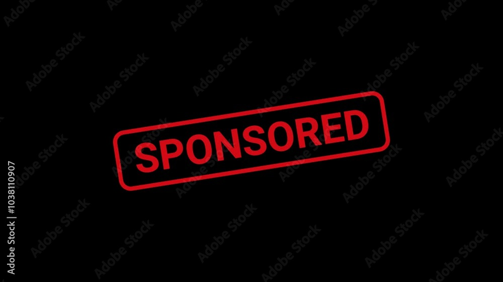 Sponsored Text Stamp Animation Sponsored Text Stamp Animation
