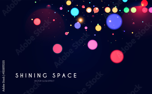 Bokeh colorful light effect. Blur light design. Confetti and holiday firecracker rainbow color effect. Christmas party design