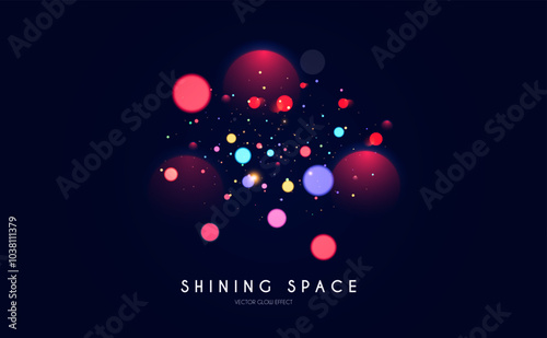 Bokeh colorful light effect. Blur light design. Confetti and holiday firecracker rainbow color effect. Christmas party design