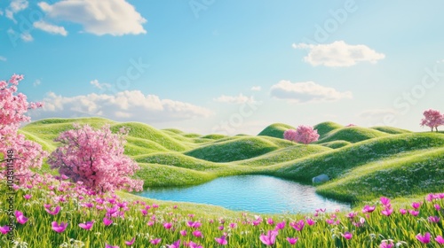 Springtime Fantasy: A 3D Rendered Idyll