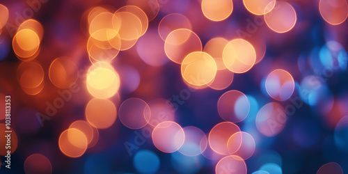 Festive Blue Bokeh Lights Background