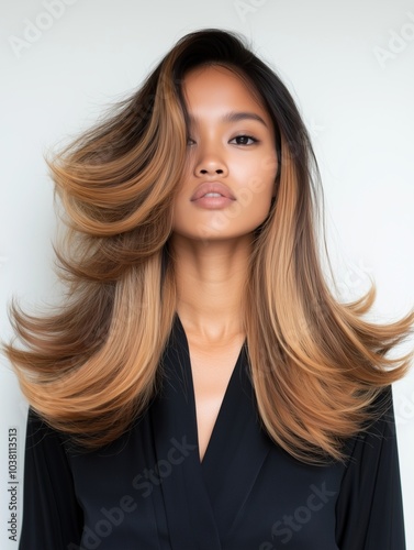 model with Blended Bronde hair color photo