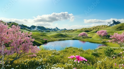 Springtime Fantasy: A 3D Rendered Idyll