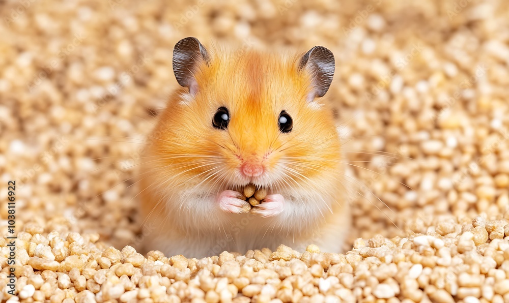cute hamster holding seeds, Generative AI cute hamster holding seeds, Generative AI