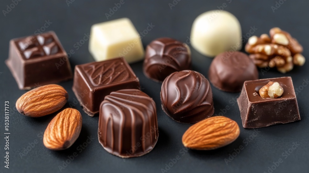Artistic Assortment of Chocolates with Nuts Artistic Assortment of Chocolates with Nuts