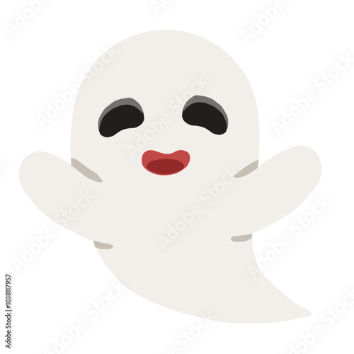 Ghost Smiling Cute Halloween Cartoon Graphic Art