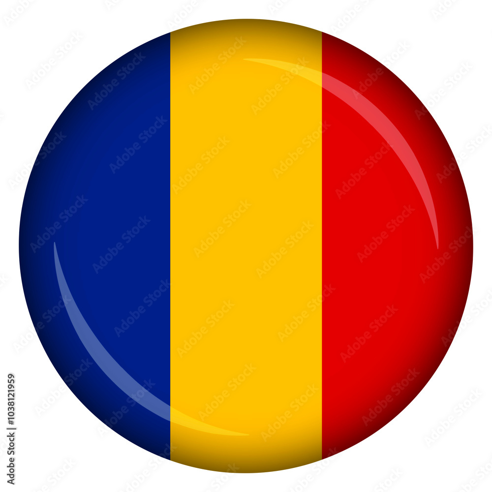 Fototapeta premium The national flag of the country of romania in the form of a circle pin and badge