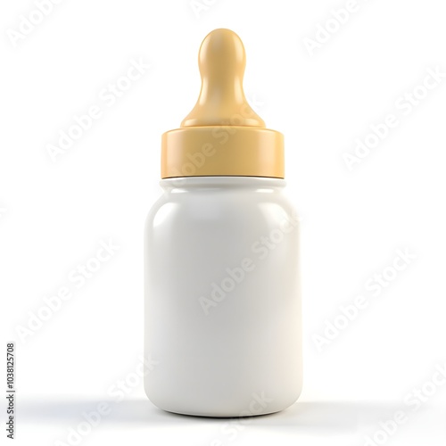 Baby Bottle with Yellow Nipple
 photo