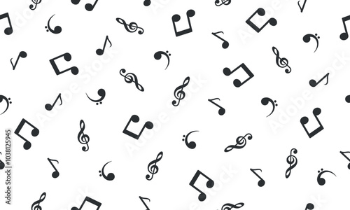 Music seamless pattern. Music note icons. Sound background.