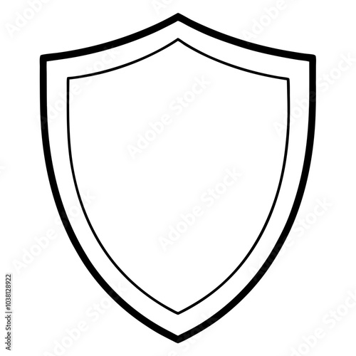 Shield line art vector black symbol 