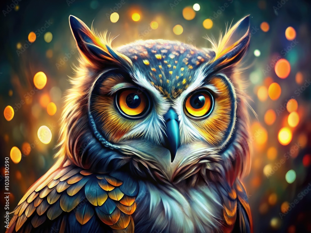Captivating bokeh illustration of an owl icon, perfect for nature enthusiasts and wildlife lovers, combining artistry and a love for the natural world beautifully. Captivating bokeh illustration of an owl icon, perfect for nature enthusiasts and wildlife lovers, combining artistry and a love for the natural world beautifully.
