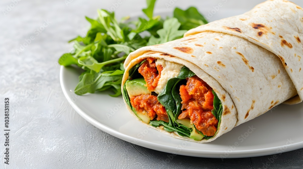 Fresh Veggie Wrap with Creamy Avocado Spinach and Flavorful Hummus