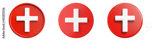 PNG Red Symbols with White Crosses for Medical Context