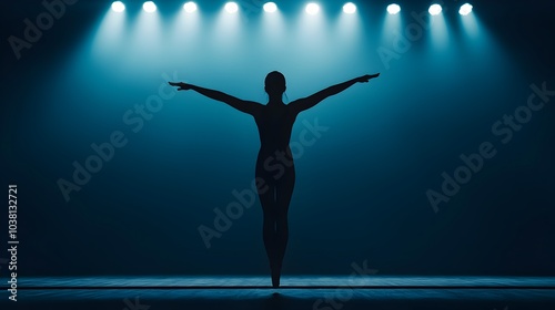 Graceful mid flip gymnast frozen in motion on balance beam during athletic competition