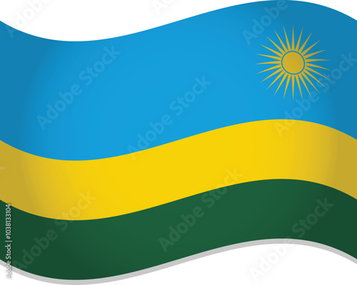 Rwanda Flag Waving 3D Vector