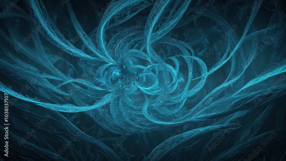 Fototapeta premium A surreal image of glowing energy streams and swirling shapes in a dark, alien-like environment. Perfect for fantasy, sci-fi, and abstract projects