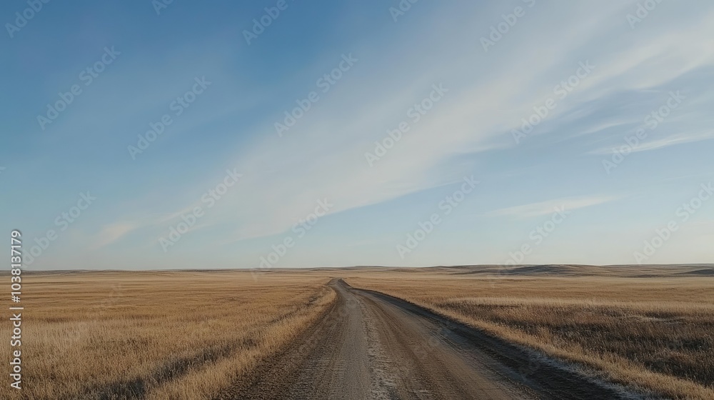 A quiet road through the North American tundra with wide-open skies, leaving room for copy. A quiet road through the North American tundra with wide-open skies, leaving room for copy.