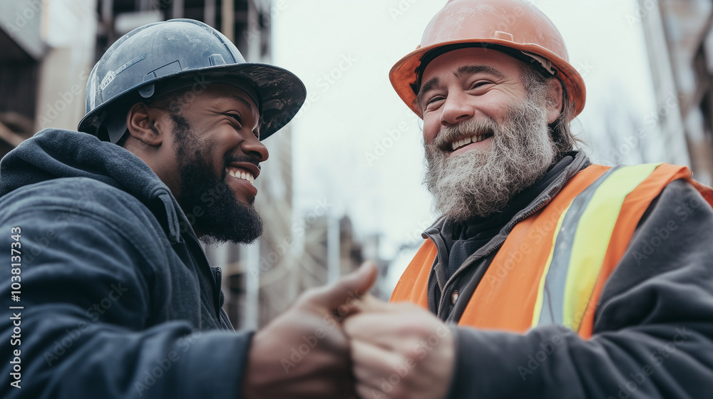Laborers Greeting Outside Before Heading to Work Laborers Greeting Outside Before Heading to Work