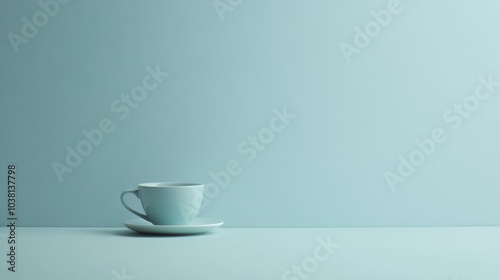 Wallpaper Mural Minimalist still life, a cup on table against blue background Torontodigital.ca