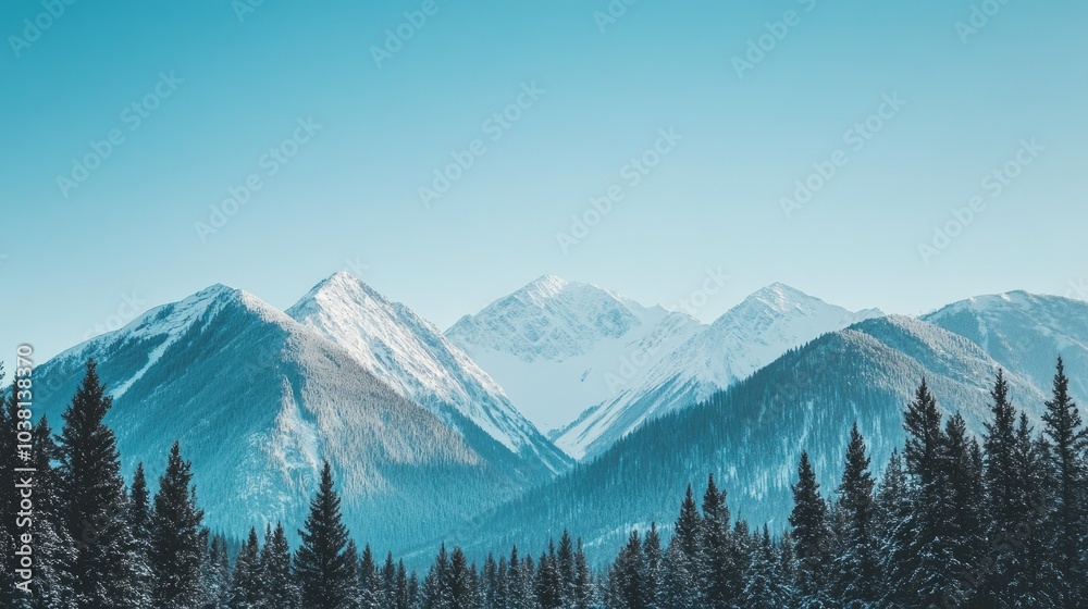 A snow-covered North American mountain range with clear skies, leaving room for copy. A snow-covered North American mountain range with clear skies, leaving room for copy.