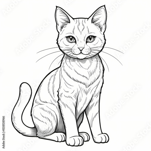 Cute cat Coloring Book Page