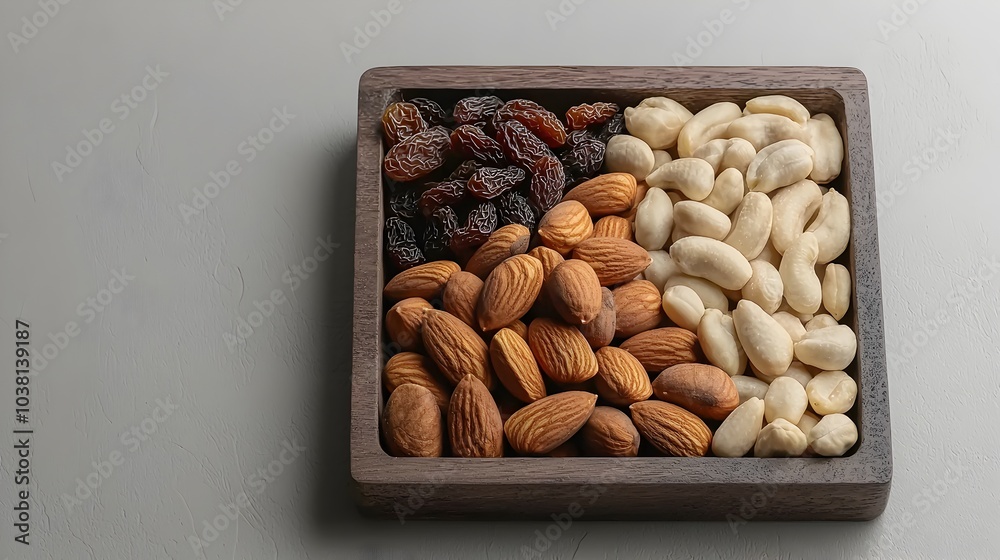 Tray of Assorted Nuts and Dried Fruits for a Healthy Snack or Appetizer Tray of Assorted Nuts and Dried Fruits for a Healthy Snack or Appetizer