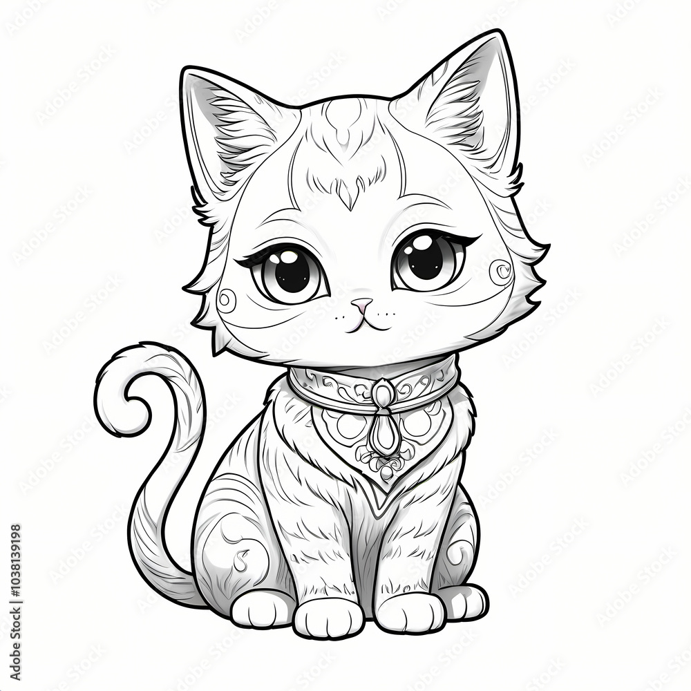 Cute cat Coloring Book Page Cute cat Coloring Book Page