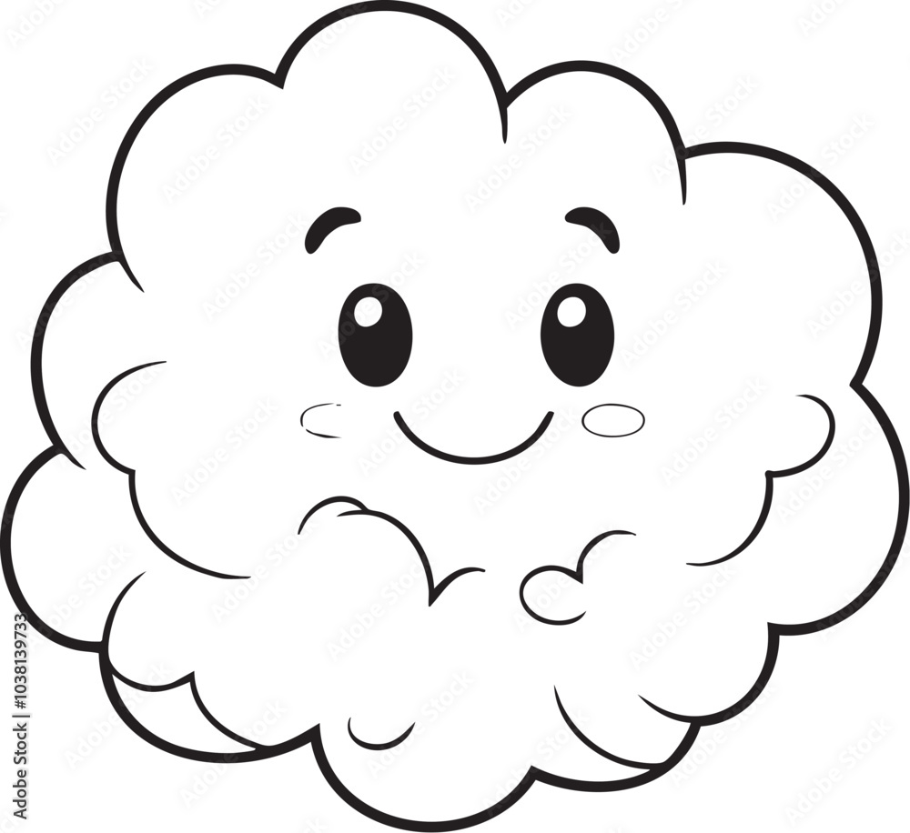 Cute smiling cloud illustration with a joyful expression on a white background. Cute smiling cloud illustration with a joyful expression on a white background.