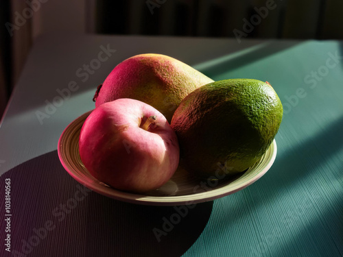 fruits in a dark kitchen