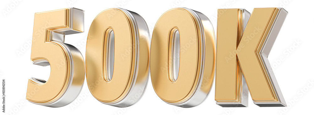 500K Followers Gold Number 3D Render 500K Followers Gold Number 3D Render