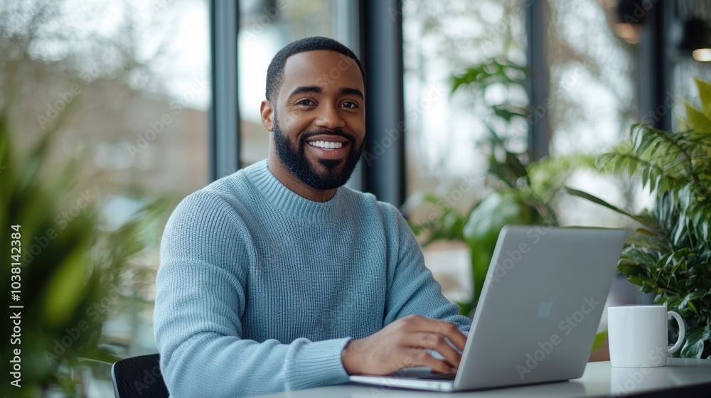The Smiling Man with Laptop The Smiling Man with Laptop