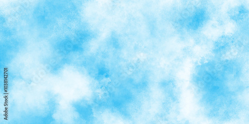 shiny and clear painted light blue clouds watercolor background, sky clouds for wallpaper backdrop background, watercolor abstract texture with white clouds and blue sky.