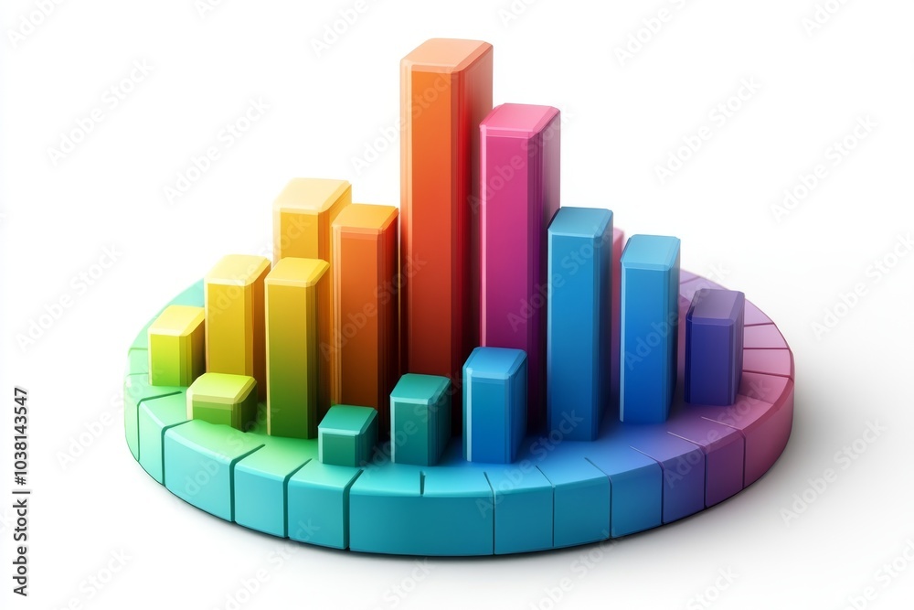 Colorful 3D Bar Chart Business Data Visualization Colorful 3D Bar Chart Business Data Visualization