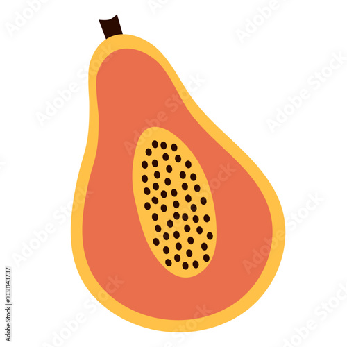 Vector papaya illustration. Isolated on a white background. Flat style icon