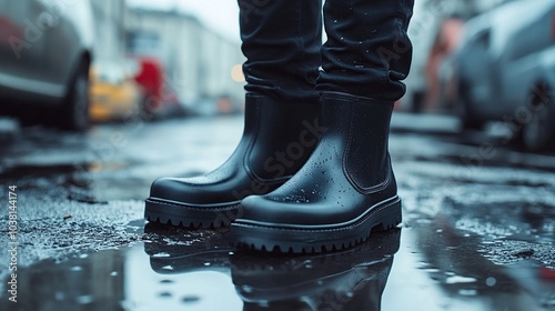 man Rubber boots red mockup 