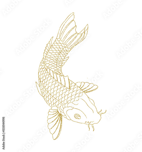 Golden Koi Fish Illustration Silhouette