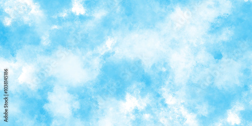 The sky blue texture clouds, blue watercolor paper texture background, Soft and cloudy blue sky Watercolor background texture, cloudy and soft sky blue blurred and grainy Blue powder explosion.