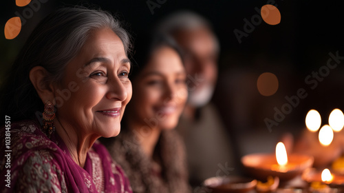 Family Sharing Memories in Diwali Decorated Living Room