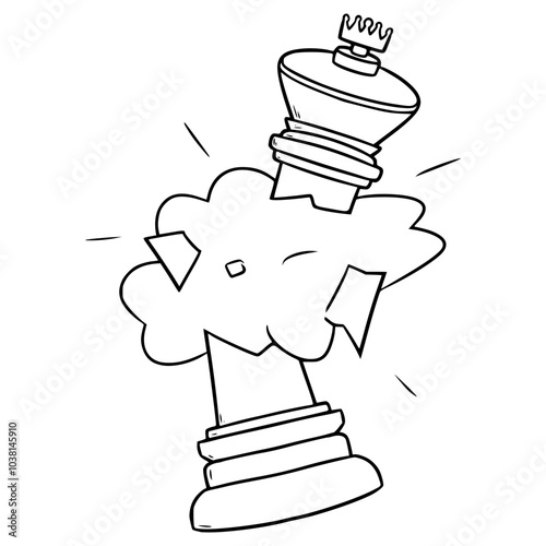 broken king piece illustration hand drawn outline vector