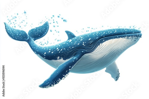Blue Whale with Water Bubbles  Ocean Animal  Underwater Creature  Wildlife  Marine Life  S