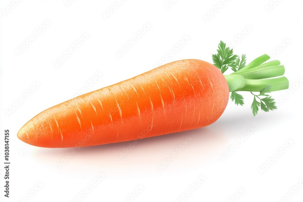 Fresh Orange Carrot with Green Tops Isolated on White Background Fresh Orange Carrot with Green Tops Isolated on White Background