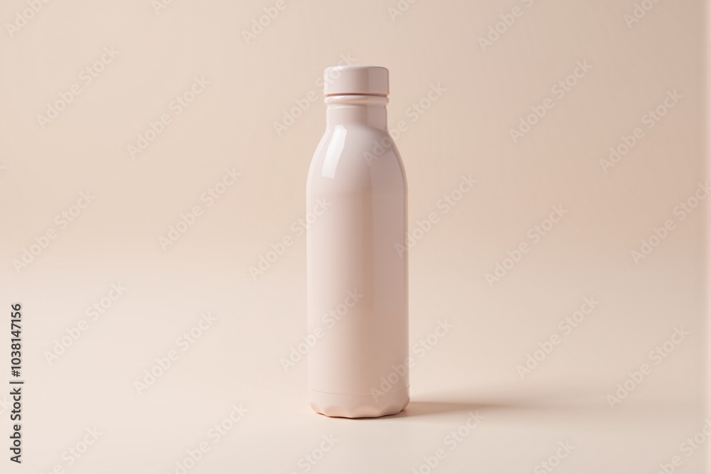 Stylish water bottle on a pastel colored surface with minimal styling Stylish water bottle on a pastel colored surface with minimal styling