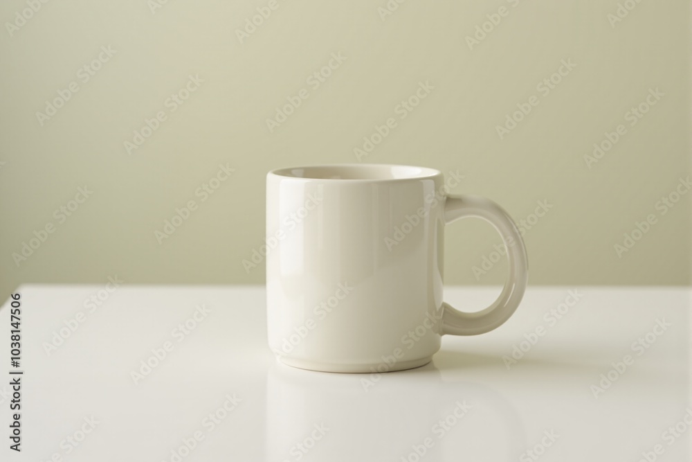 Ceramic coffee mug with a smooth finish on a pastel surface Ceramic coffee mug with a smooth finish on a pastel surface