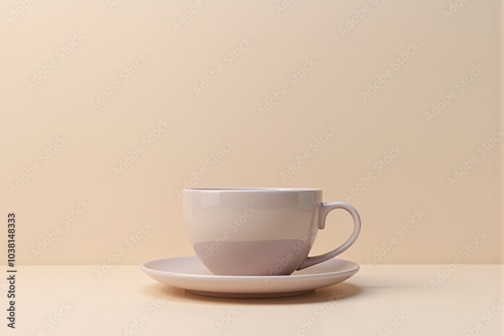 Coffee cup with a sleek finish on a pastel colored background Coffee cup with a sleek finish on a pastel colored background