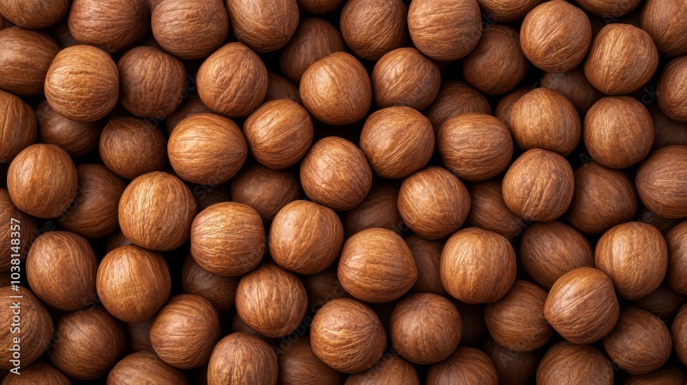 Close-up view of hazelnuts on a wooden surface, showcasing their texture. Close-up view of hazelnuts on a wooden surface, showcasing their texture.