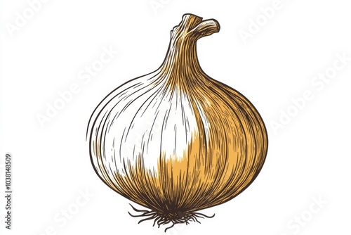 Wallpaper Mural Hand Drawn Illustration of a Fresh Yellow Onion Torontodigital.ca