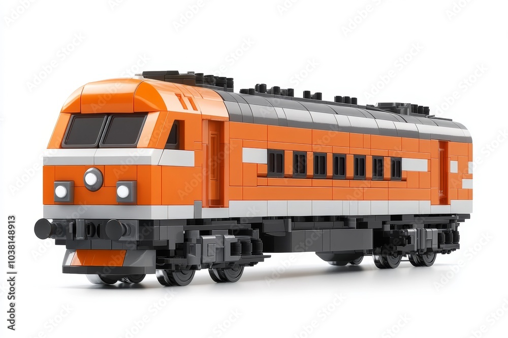 Orange Toy Train Locomotive Isolated on White Background Orange Toy Train Locomotive Isolated on White Background
